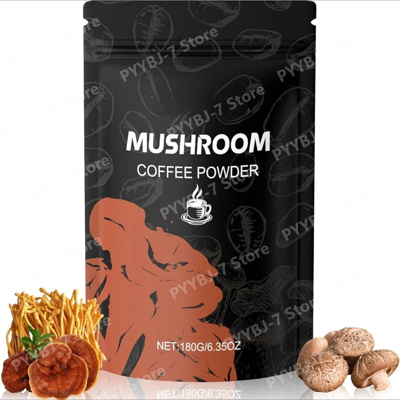 Mushroom Coffee Powder Dietary Supplement for Mental Clarity and Energy