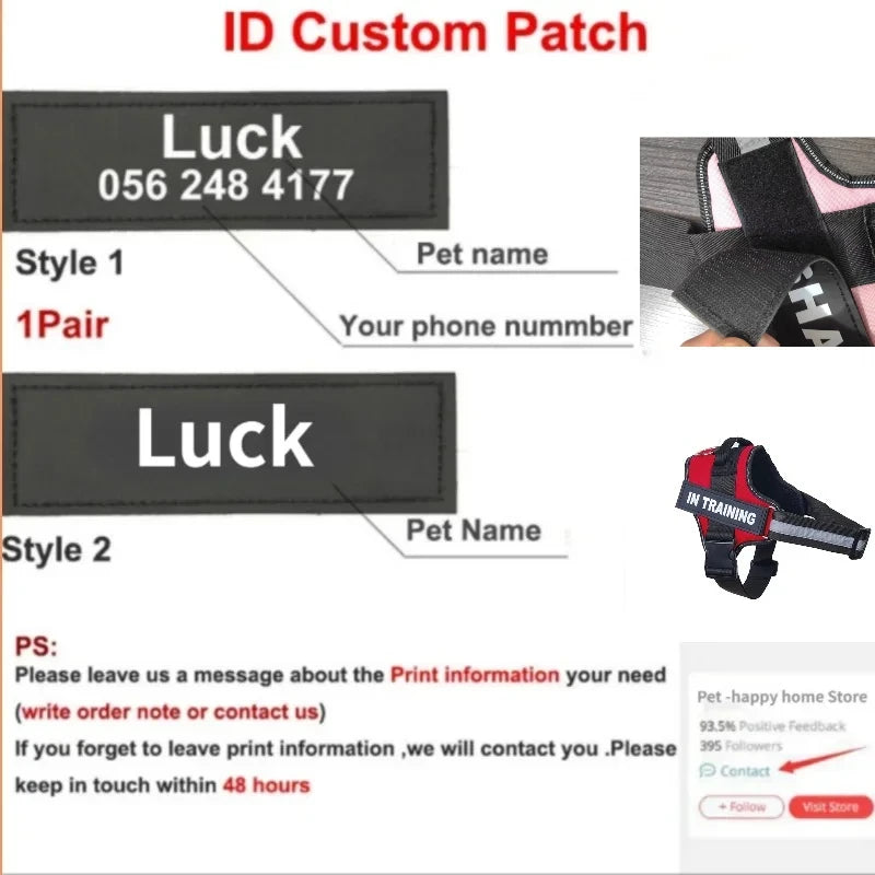 Personalized Dog Harness  Reflective Adjustable No-Pull Pet Harness Vest For Small Medium Large Dogs wholesale harness