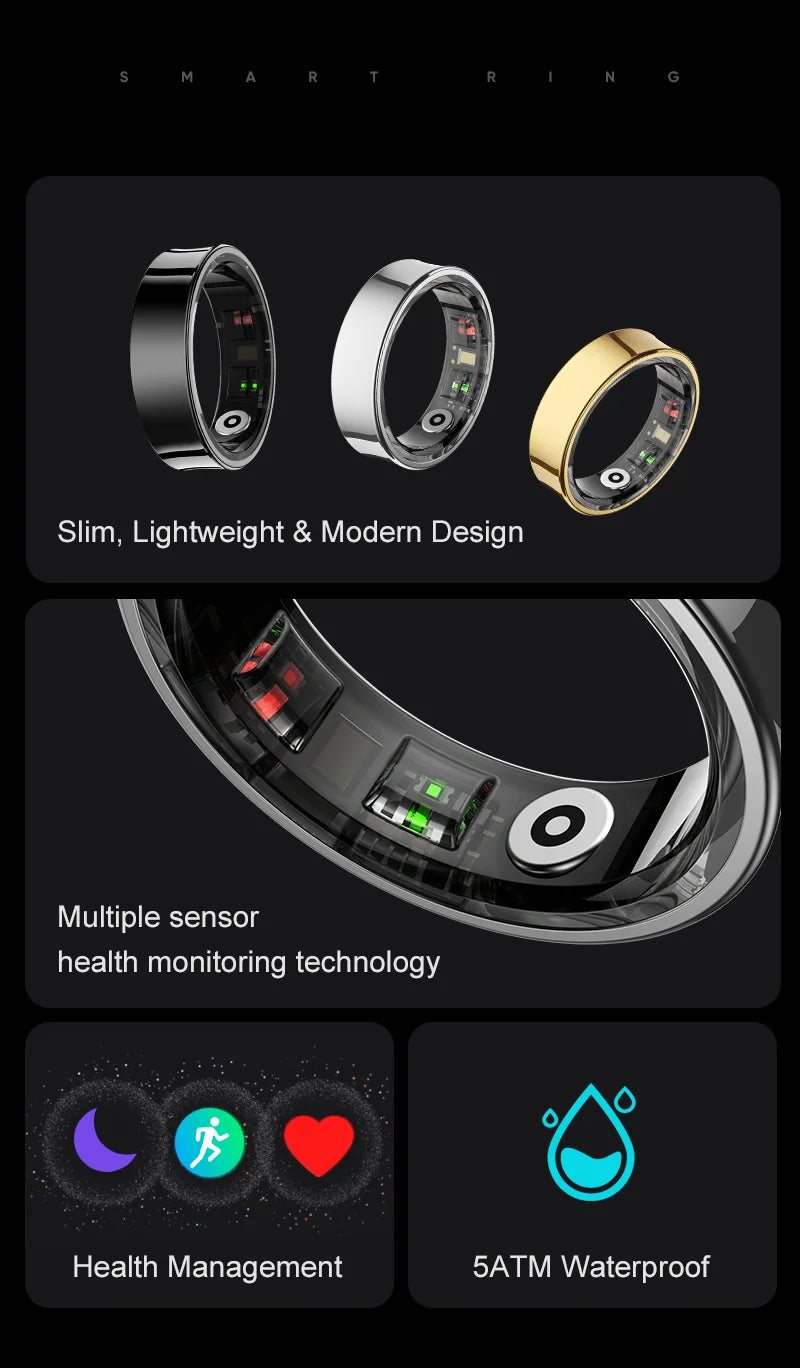 R09 Smart Ring – Track Your Health 24/7, Waterproof & Stylish