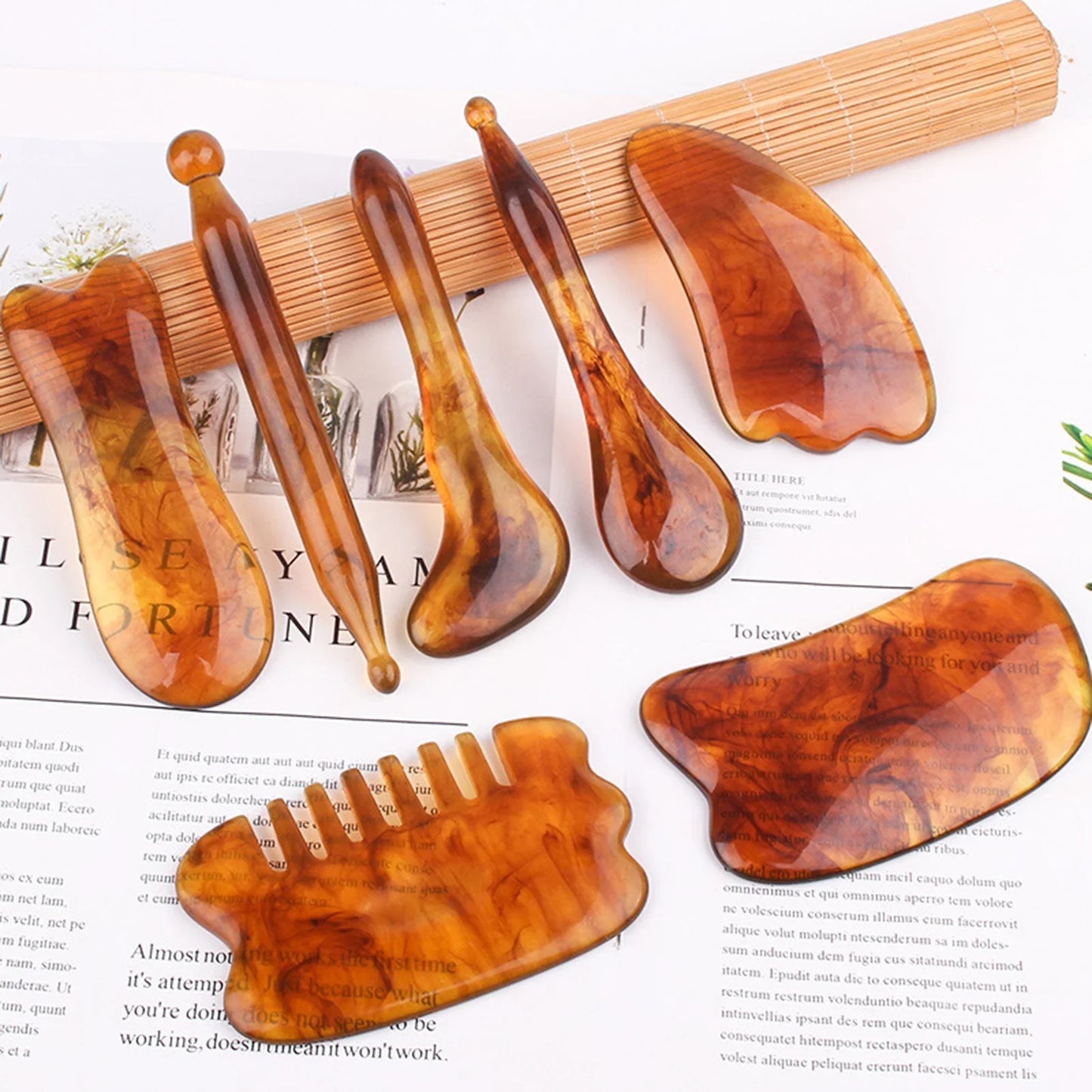 7-Piece Premium Resin Gua Sha & Massage Tool Set