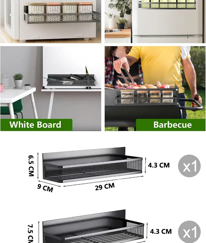 Metal Magnetic Spice Storage Rack for Refrigerator Oven Magnetic Fridge Shelf for DIY Kitchen Spice Organizer Magnetic Shelf