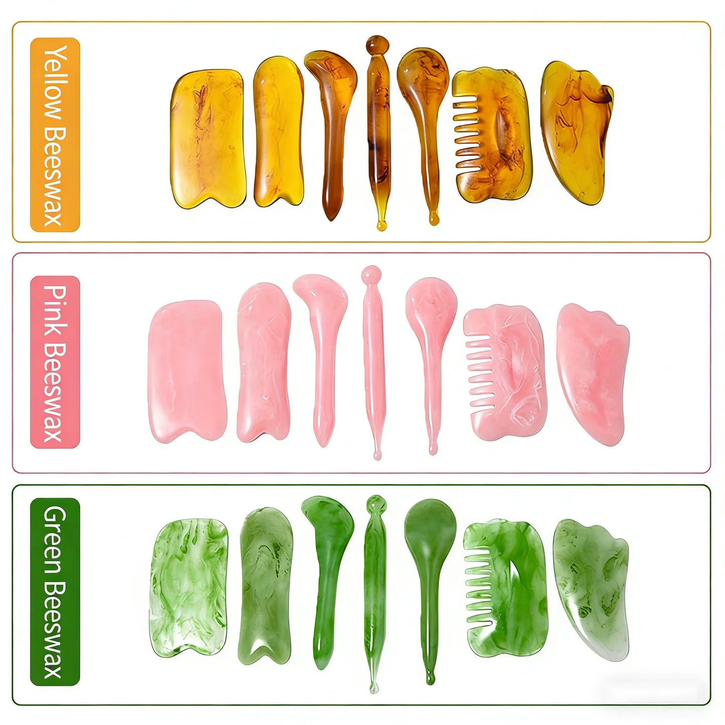 7-Piece Premium Resin Gua Sha & Massage Tool Set